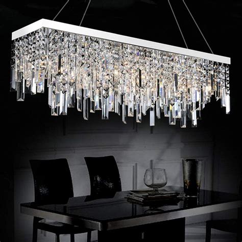 Rectangular Crystal Chandelier With Linear Design - Dining Room #diningroompenda… | Crystal ...