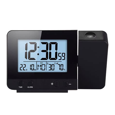 Houkiper LED Display Projector Clock with Backlight Alarm Clock Battery Powered Rotate Alarm ...