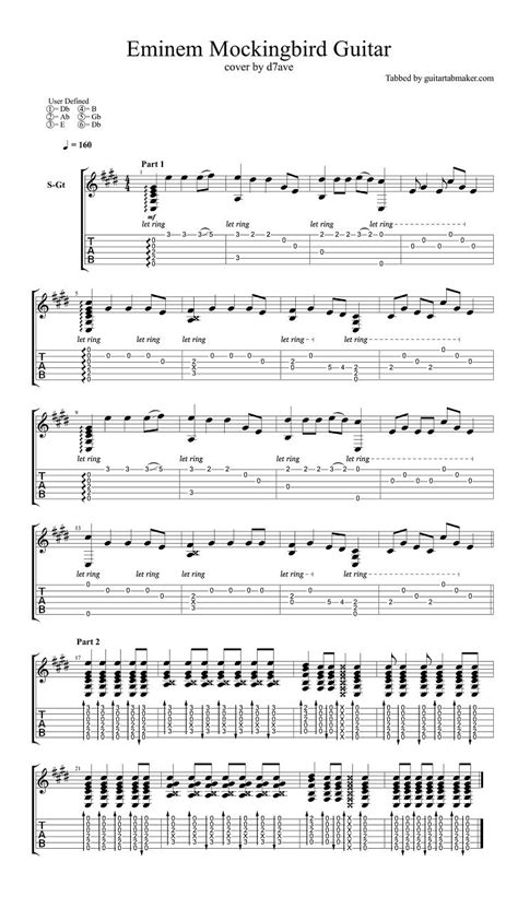 Eminem - Mockingbird acoustic guitar tab - acoustic guitar songs - pdf acoustic guitar sheet ...