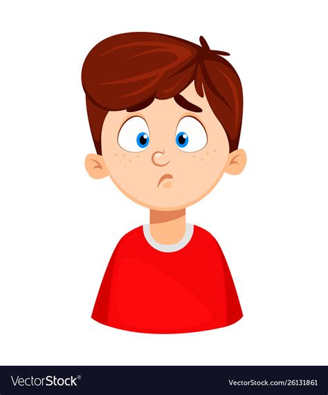 Face expression cute boy sad Royalty Free Vector Image