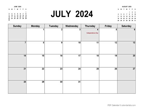 2024 July Calendar Template Printable Word - Judi Larissa