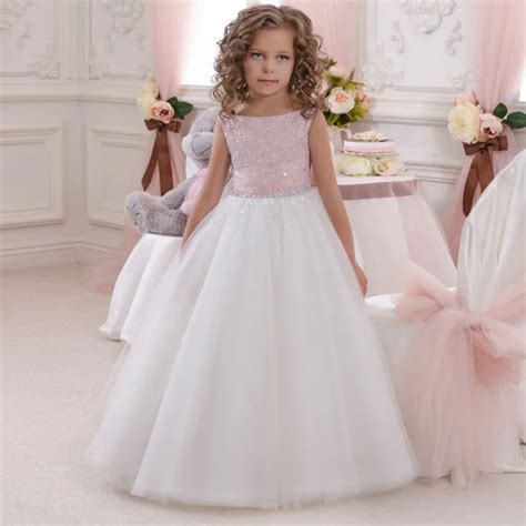 Aliexpress.com : Buy Princess Ball Gown White Lace First Communion Dresses For Girls 2017 Pink ...