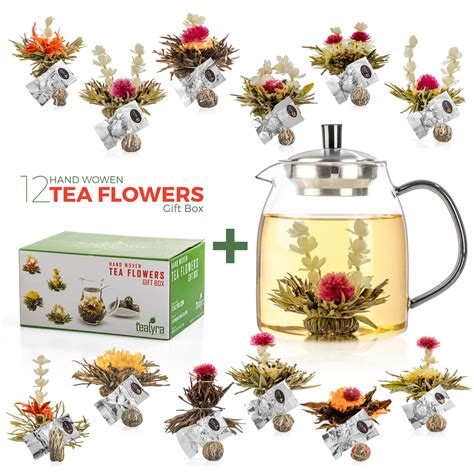 Glass Teapot + 12 Blooming Tea Gift Set - Blooming Tea