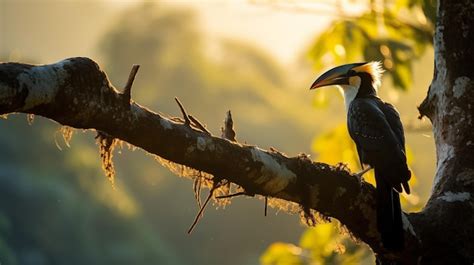 Premium AI Image | A Glimpse of Wilderness Hornbill Graces Thailands Forest in Daylight