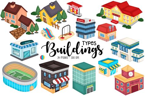 Buildings Clipart - Neighbourhood Clip Art – inkleystudio