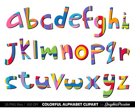 Alphabet clipart color alphabet Digital alphabet letters color clipart Digital letters Clip art ...