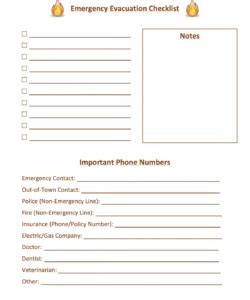 Printable Emergency Evacuation Checklist Template Samples Hmh Designs Fire Evacuation Checklist ...