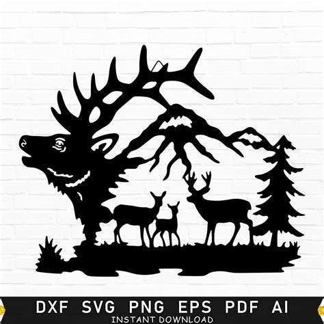 Deer DXF Scene, DXF Cut File, Svg Cut File for Cricut, Dxf Files for Plasma Cnc, Laser Cut ...