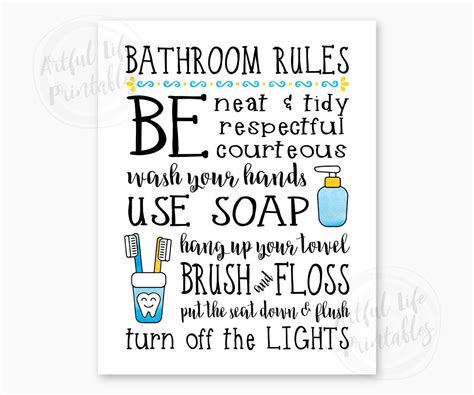 BATHROOM RULES Kids Bathroom Sign Family Bathroom Rules - Etsy Canada