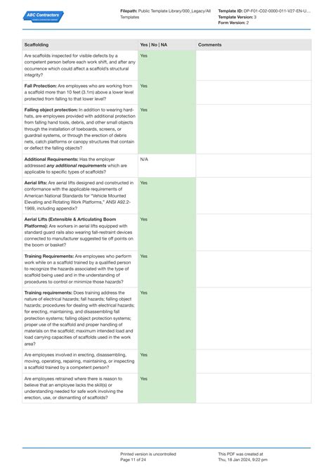 Free digital OSHA Construction Site Safety checklist template