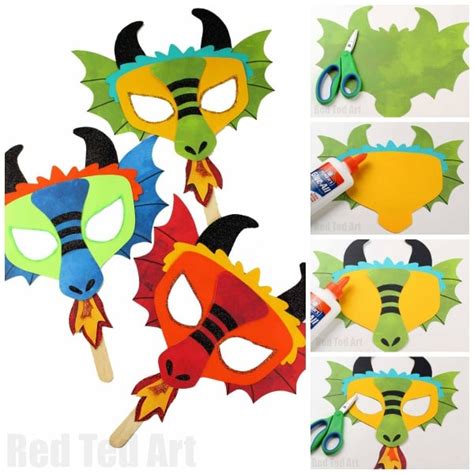 DIY Dragon Mask Printables - Red Ted Art - Kids Crafts