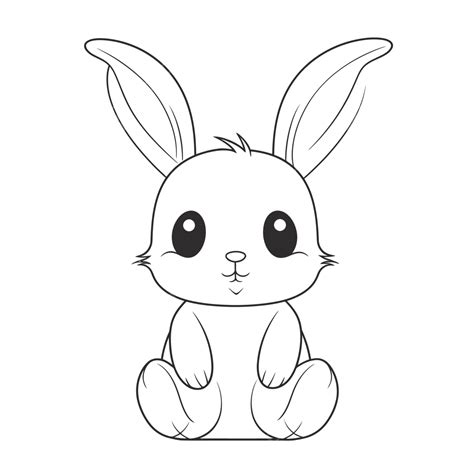 Cute Little Bunny Coloring Page Outline Sketch Drawing Vector, Bunny Drawing, Wing Drawing, Ring ...