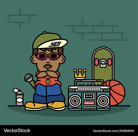 Hip hop rapper cartoon character cute hop Vector Image