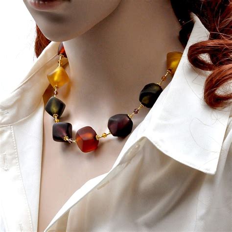 GOLD MURANO GLASS NECKLACE GENUINE MURANO GLASS JEWELRY OF VENICE