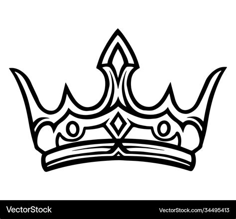 Medieval royal crown monochrome tattoo template Vector Image