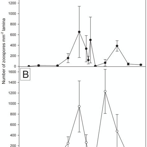 Mean (±SE) number of zoospores in Ecklonia radiata plants measured at... | Download Scientific ...