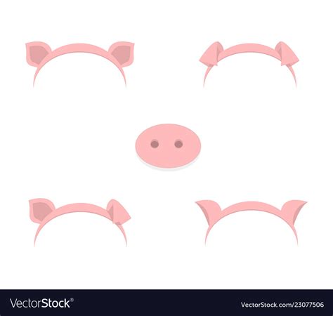 Pig ears mask set cartoon Royalty Free Vector Image