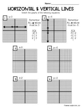 Graph Horizontal & Vertical lines Worksheet by Damman's algebra and more