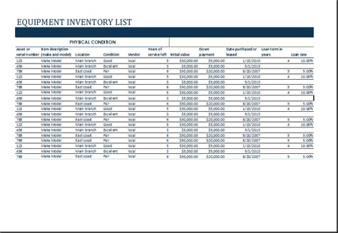 Equipment Inventory Log MS Excel Editable Template | Word & Excel Templates