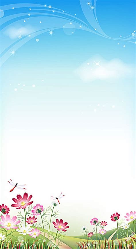 Free Blue, Sky, Flowers Background Images, Cartoon Flowers And Blue Sky Background Photo ...