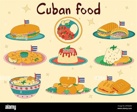 Set of Cuban food. Traditional Cuban dish Stock Vector Image & Art - Alamy