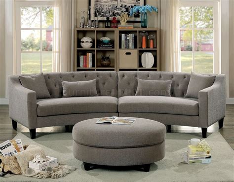 Sarin Sectional Sofa CM6370 in Gray Linen-Like Fabric w/Options