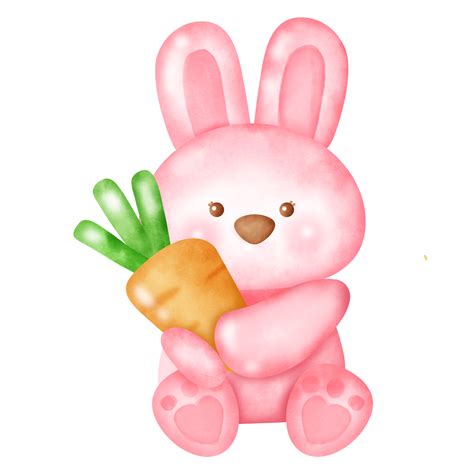 Watercolor pink bunny rabbit clipart. 24390591 PNG