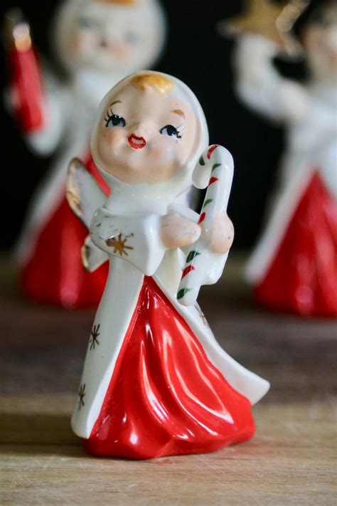 Angel Figurines for Vintage Christmas Decor Angels in Hooded - Etsy