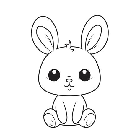 Cute Bunny Coloring Page With Large Eyes Outline Sketch Drawing Vector, Bunny Drawing, Wing ...