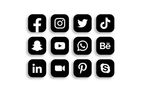 Black and White Social Media Icons Grafica di SandyCreativeArt · Creative Fabrica