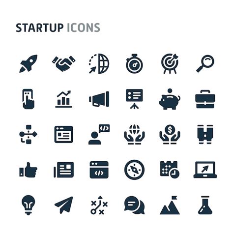 Premium Vector | Startup Icon Set. Fillio Black Icon Series.