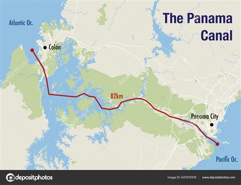 Map Panama Canal Illustrating Route Pacific Atlantic Ocean Stock Photo by ©dkaramit 647970376