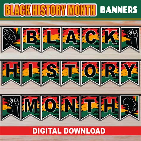 Black History Month PRINTABLE Banner Black History Month Garland Pennant for Bulletin Board ...