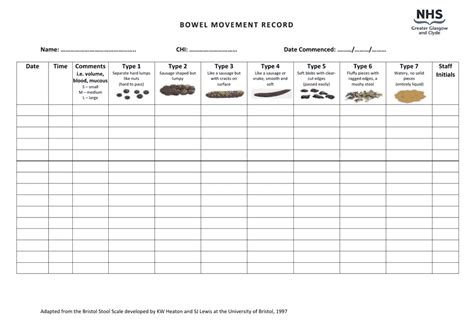 Bowel Movement Record Sheet Download Printable PDF | Templateroller