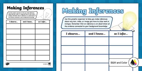 Making Inferences Graphic Organizer for 6th-8th Grade