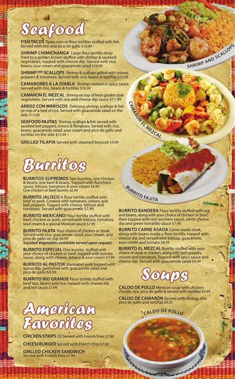 Our Menu – El Mezcal – Authentic Mexican Food