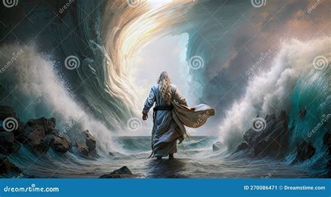 The Story of Moses Parting the Red Sea. Ai Generated Illustration Stock Illustration ...