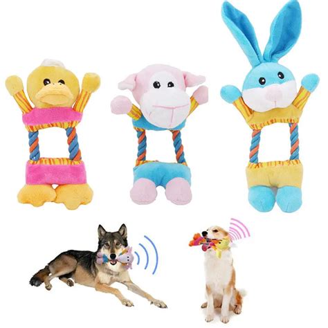 New Funny Dog Toys Interactive Pet Plush Toys Pet Puppy Chew Sound Squeaker Toy for Dogs Animal ...