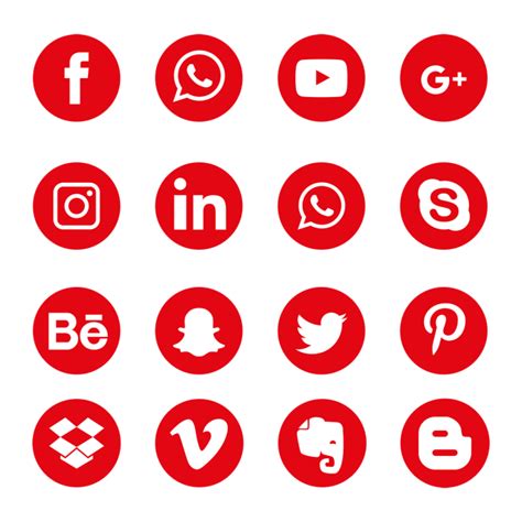 Red Social Media Icons Set Logo Symbol, Social, Media, Icon PNG and Vector with Transparent ...