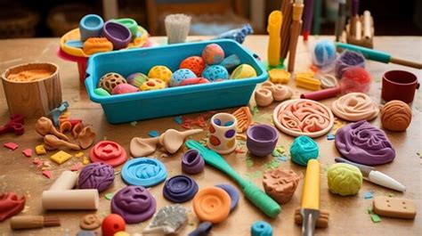 Premium AI Image | A Photo of Creative Play Dough Set with Molds and Tools