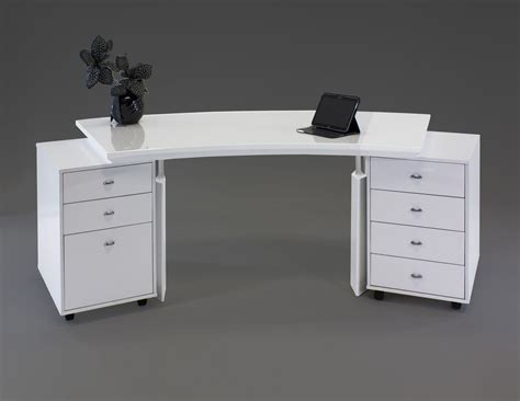 Ultra Modern White Lacquer Executive Desk with Three Drawers - OfficeDesk.com