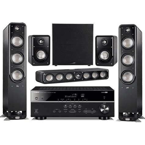 Yamaha 5.1-Channel Wireless Bluetooth 4K 3D A/V Surround Sound Receiver + Polk Multimedia Home ...