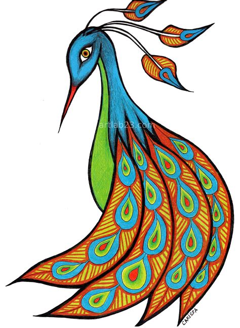 Simple Colorful Peacock Drawing at GetDrawings | Free download