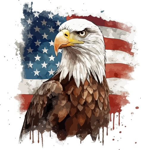 Eagle With Usa Flag Illustration 26414224 PNG