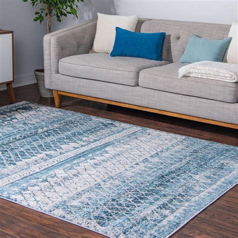 Rugs.Com Leipzig Collection Area Rug – 8X10 Blue Low-Pile Rug Perfect For Living Rooms, Large ...