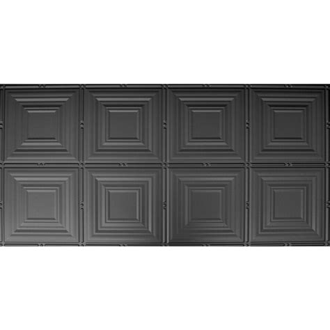 Shop Dimensions Matte Black Faux Tin Surface-Mount Acoustic Ceiling Tiles (Common: 48-in x 24-in ...