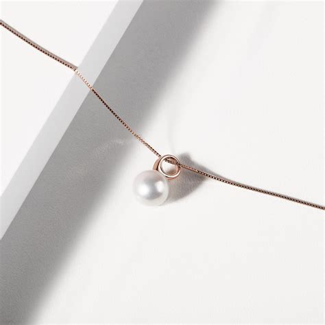 Rose Gold Necklace with Pearl | KLENOTA