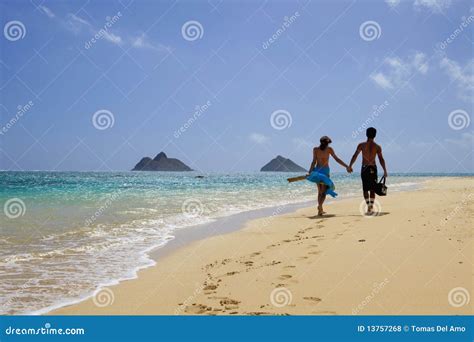 Couple on the Beach in Hawaii Stock Photo - Image of vacation, happy: 13757268