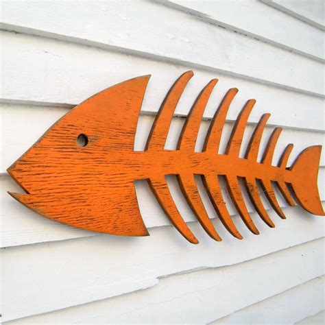 Our great wooden Fish Skeleton Wall Decor is the perfect edgy piece for your boathouse, cabana ...