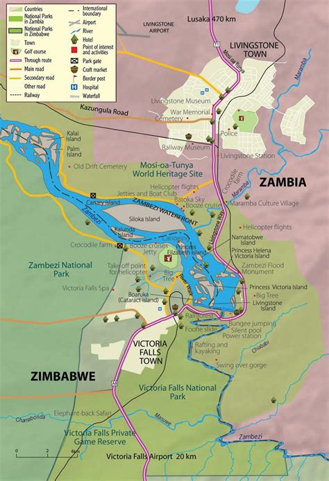 Victoria falls Zambia mapa - Plano de victoria falls Zambia (África Oriental - África)